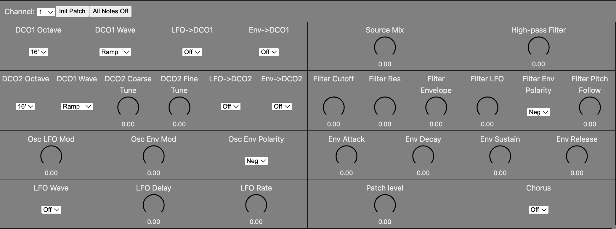 Screenshot of Roland JX-3p Editor