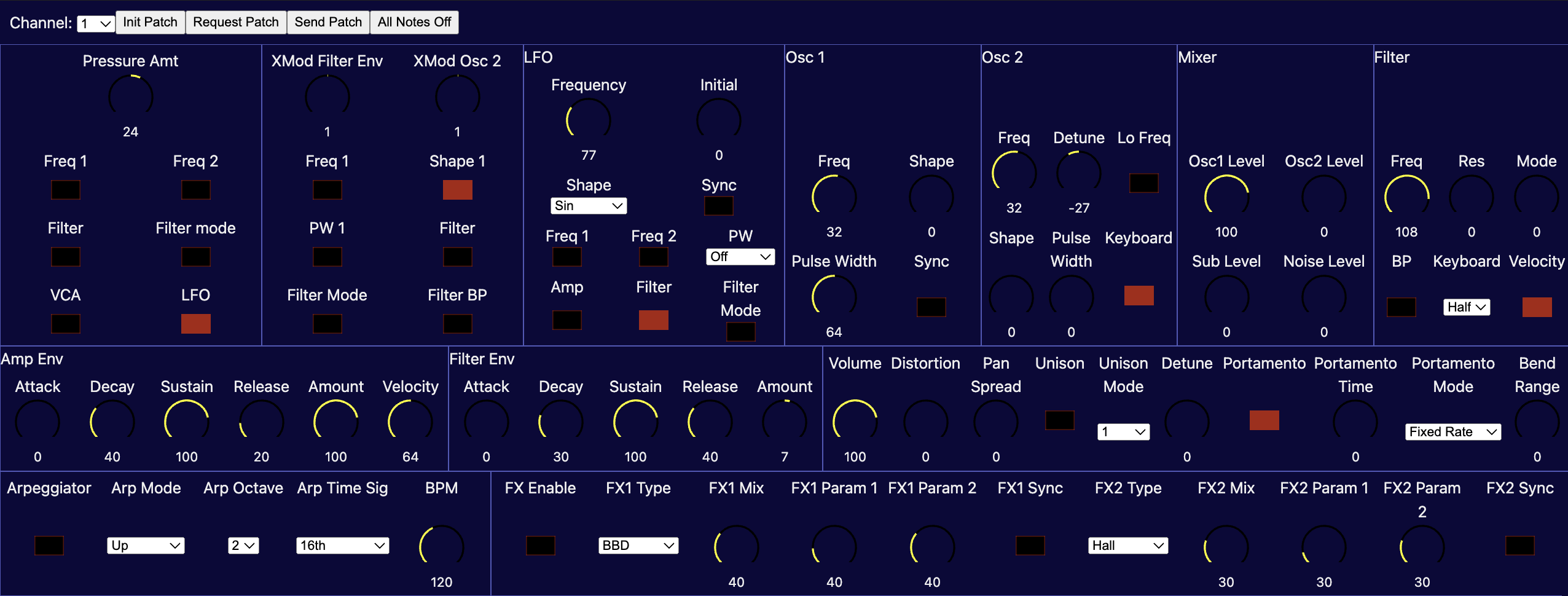 Screenshot of DSI OB-6 Editor